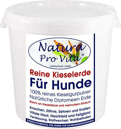 Natura Pro Vita Kieselerde Barf Zusatz Hund, natürliche Siliziumkur + Kieselsäure reines Kieselgurpulver, Futterzusatz für Haut, Fellglanz, Krallen, Knochen, Zähne, Sehnen, Verdauung – Natur Pur 500g von Natura Pro Vita