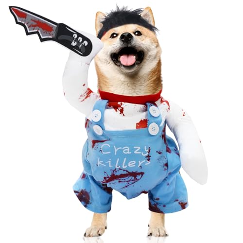 Halloween-Welpen-Killer-Kleidung für kleine und mittelgroße Welpen, einzigartiges Hunde-Outfit, Welpe, Größe M Halloween-Welpen-Killer-Kleidung für kleine und mittelgroße Welpen, einzigartiges Hunde-Outfit, Welpe, Größe M von Naturahand