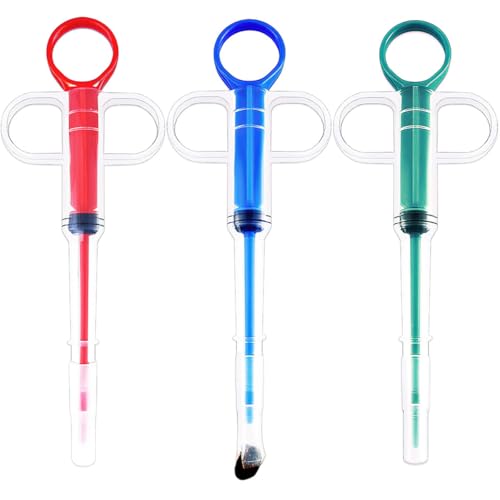 Naturahand Tablettenschieber für Haustiere, für kleine Katzen, Hunde, weiche Spitze, Tablettenschieber, Tiermedizin, Futterzubehör für Tiere (3 Farben), 3 Stück von Naturahand