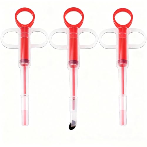 Naturahand Tablettenschieber für Haustiere, für kleine Katzen, Hunde, weiche Spitze, Tablettenschieber, medizinisches Fütterungsspender, Werkzeug für kleine Tiere, Rot, 3 Stück von Naturahand