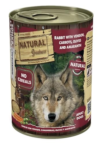 Natural Greantess Kaninchen mit Hirsch, Karotten, Oliven und Amaranth | Ultra Premium Qualität | für Hunde 400 g von Natural Greatness
