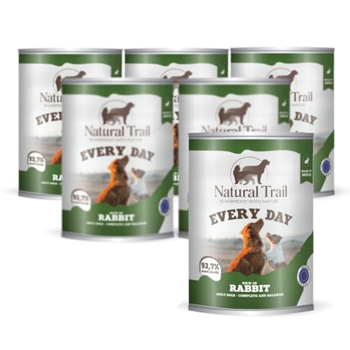 5 * 400g + 400g Gratis NATURAL TRAIL Every Day Dog reich an Kaninchen Premiumfutter Nassfutter für Hunde von Natural Trail