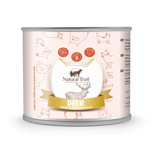 NATURAL TRAIL Cat 200g Monoprotein REH, Premiumfutter für ausgewachsene Katzen von Natural Trail