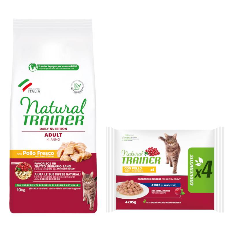 10 kg Natural Trainer Adult + 4 x 85 g passendes Nassfutter gratis! - Huhn + Huhn von Natural Trainer