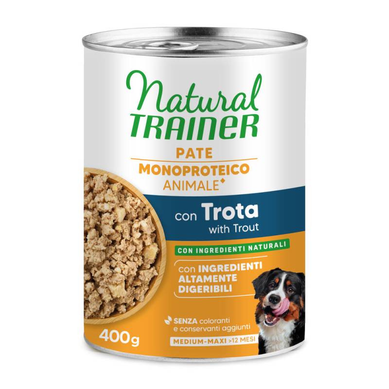 2 x Natural Trainer Medium & Maxi zum Sonderpreis! - Pate Monoproteico Adult: Forelle & Vollkorngetreide (2 x 400 g) von Natural Trainer