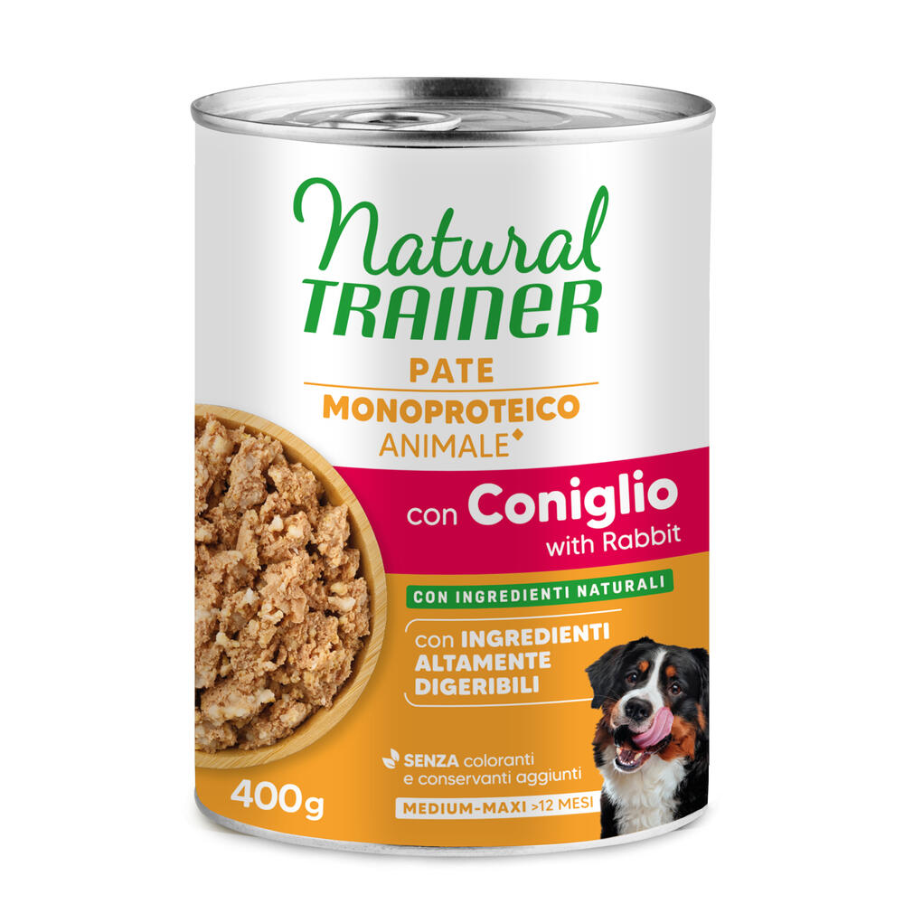 2 x Natural Trainer Medium & Maxi zum Sonderpreis! - Pate Monoproteico Adult: Kaninchen & Vollkorngetreide (2 x 400 g) von Natural Trainer