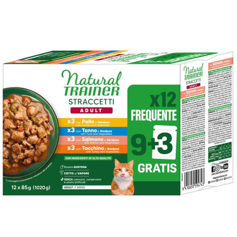 4 x 85 g gratis! 22 x 85 g / 24 x 85 g Natural Trainer Straccetti Adult Streifen in Soße - Mixpaket (24 x 85 g) von Natural Trainer