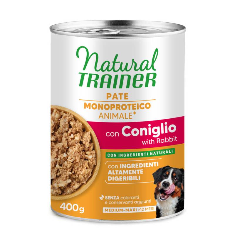 9 + 3 gratis! 12 x 415 g / 400 g Natural Trainer - Pate Monoproteico Medium & Maxi Adult Kaninchen & Vollkorngetreide 12 x 400 g von Natural Trainer