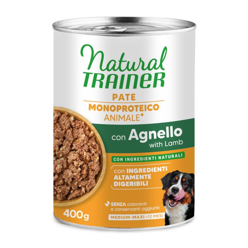 9 + 3 gratis! 12 x 415 g / 400 g Natural Trainer - Pate Monoproteico Medium & Maxi Adult Lamm & Vollkorngetreide 12 x 400 g von Natural Trainer