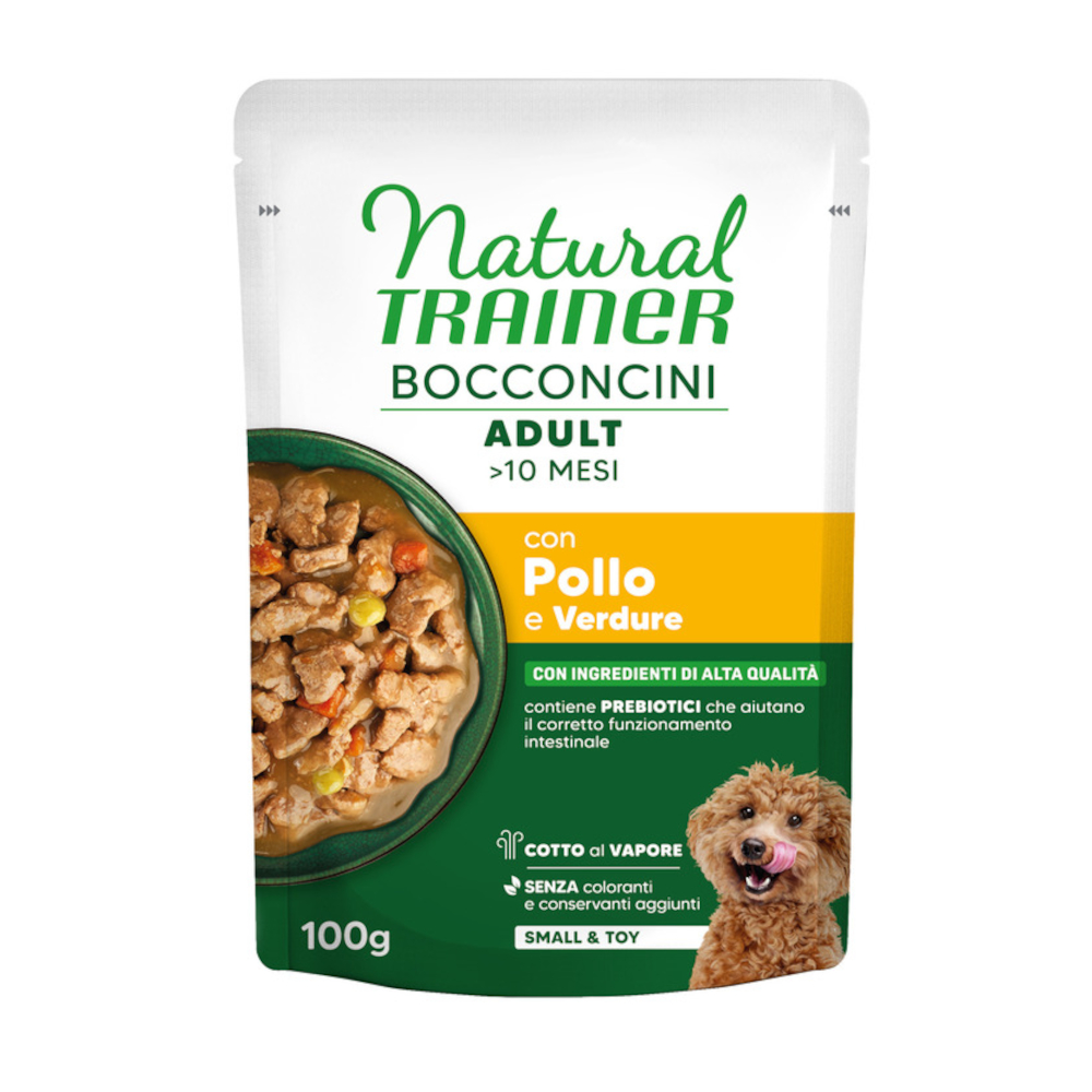 Natural Trainer Bocconcini Adult Small & Toy Häppchen in Sauce - Sparpaket: 12 x 100 g Huhn von Natural Trainer