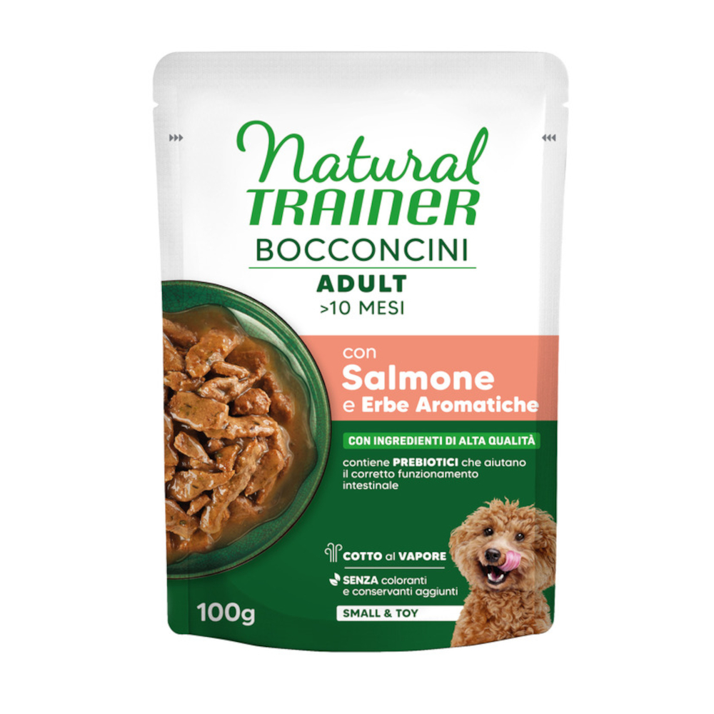 Natural Trainer Bocconcini Adult Small & Toy Häppchen in Sauce - Sparpaket: 24 x 100 g Lachs Natural Trainer Bocconcini Adult Small & Toy Häppchen in Sauce - Sparpaket: 24 x 100 g Lachs von Natural Trainer