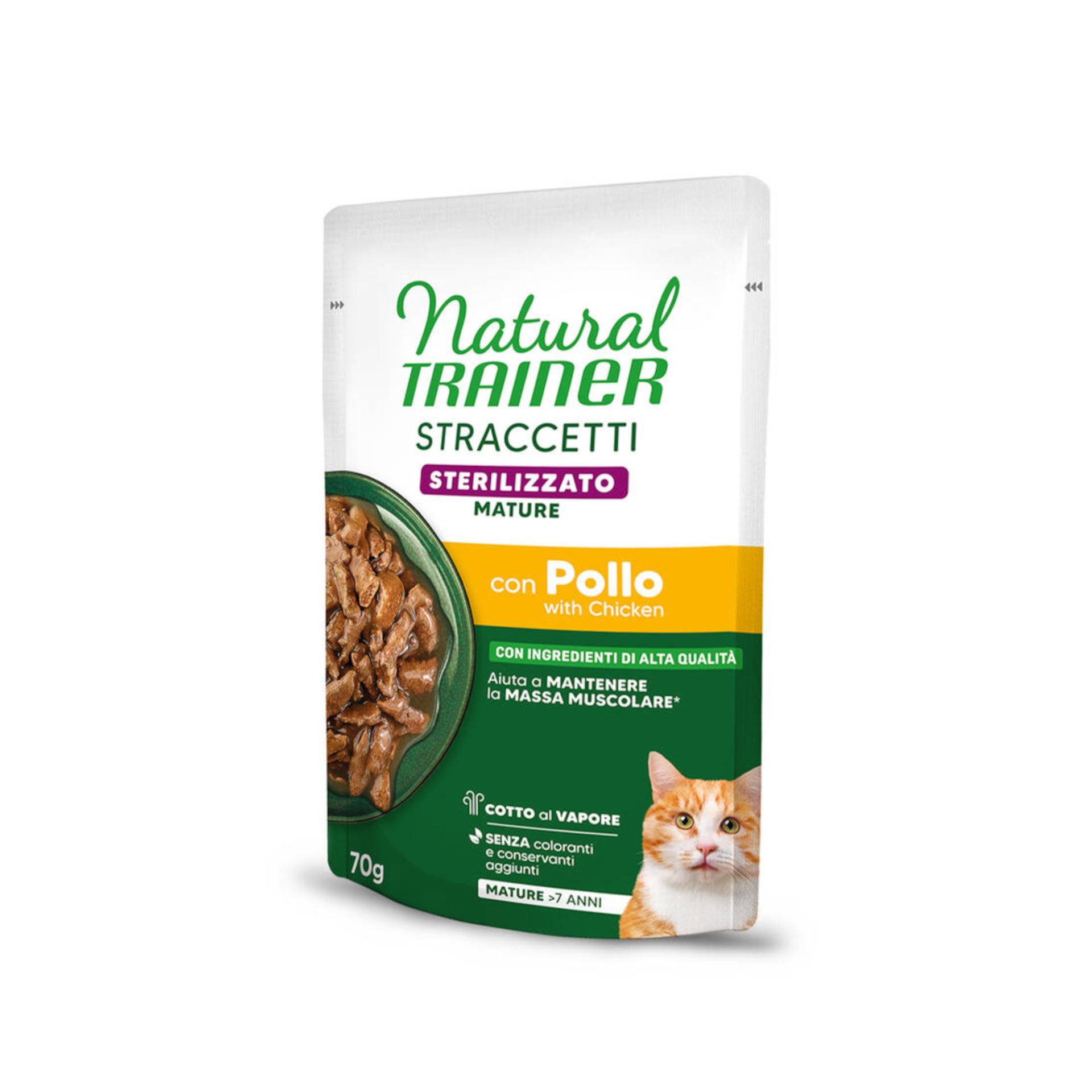 Natural Trainer Straccetti Mature Sterilised Streifen in Soße - 28 x 70 g mit Huhn von Natural Trainer