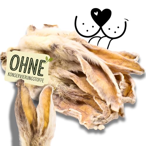 Naturbiss Hasenohren mit Fell für Hunde – 20 Stück - Barf Leckerli Hypoallergen Kausnack für Zahnpflege, Kaninchenohren 100% Natürlich - Welpen, Senioren – Trockenbarf für Hund von Naturbiss