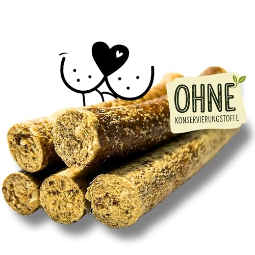 Naturbiss Hundeleckerli aus HÄHNCHEN - 5 Stück (12 cm) - Barf Leckerlis Hypoallergen und Getreidefrei - Monoprotein, 98% Muskelfleisch Rollen - Hähnchenfleisch Trockenbarf für Hunde von Naturbiss
