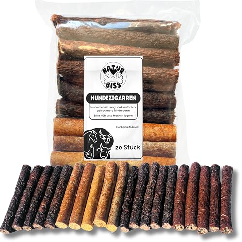 Naturbiss Hundezigarren aus REH, Pferd, RIND und HÄHNCHEN - 20 Stück (12 cm) - 5 Stück pro Geschmack Hypoallergen & Getreidefrei Zigarre - Monoprotein, 98% Muskelfleisch Rollen - Hundesnack von Naturbiss