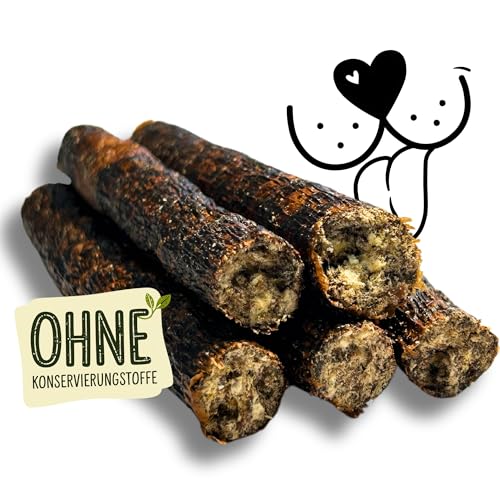 Naturbiss Hundezigarren aus REH - 5 Stück (12 cm) - Barf Leckerlis Hypoallergen & Getreidefrei Zigarre - Monoprotein, 98% Muskelfleisch Rollen - luftgetrocknetes Rehfleisch Trockenbarf für Hunde von Naturbiss