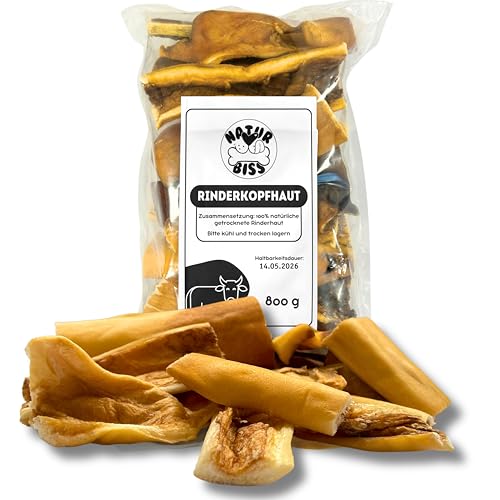 Naturbiss Rinderhaut für Hunde Verschiedene Längen (0,8kg), 100% natürlich, luftgetrocknet, Harter Kausnack, fettarm und proteinreich - ohne künstliche Zusätze von Naturbiss