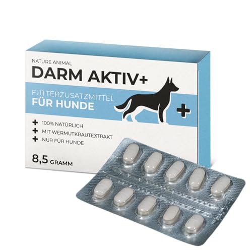 Nature Animal® Darm Aktiv+ Probiotika Hund – Unterstützung der Darmsanierung & Verdauung - Darmflora aufbauen - sanft bei Sodbrennen - Ergänzungsfuttermittel für Hunde, gesund und getreidefrei von Nature Animal