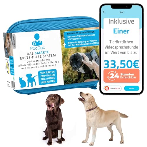 𝗘𝗿𝘀𝘁𝗲 𝗛𝗶𝗹𝗳𝗲 𝗦𝗲𝘁 𝗛𝘂𝗻𝗱 und Katze mit Smartphone App die sie im Notfall direkt zur richtigen Behandlung Ihres Lieblings leitet. PocDoc Pet Connect Bekannt aus Hund, Katz & Maus von Nature Pet