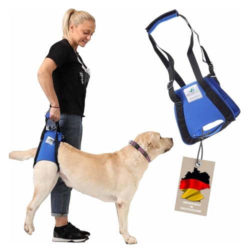 Nature Pet © - Tragehilfe Hund hinten - Verstellbarer Hunde Tragegurt als Treppenhilfe - Ideal für ältere, kranke oder operierte Vierbeiner - Praktische Unterstützung für Mobilität (XXL, Blau) von Nature Pet