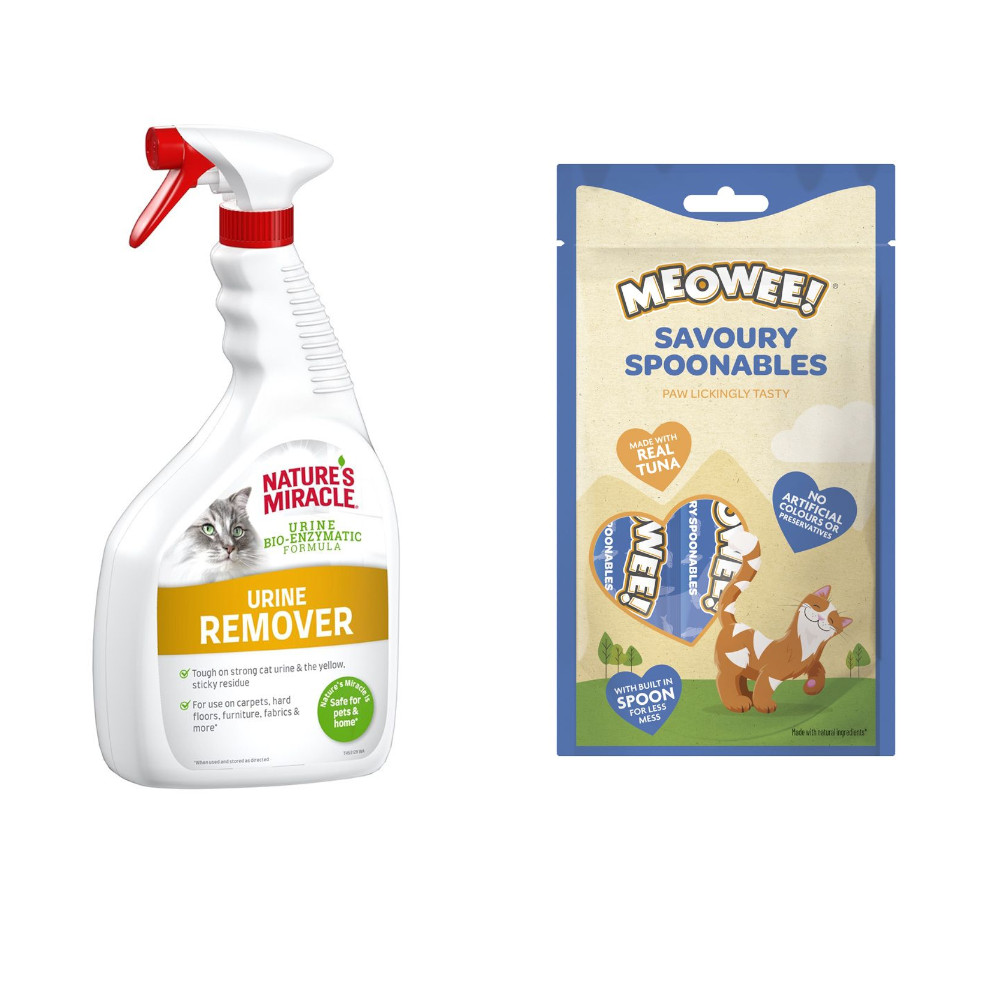 Nature's Miracle + 8 x 14 g Meowee! Savoury Spoonables gratis! - 946 ml Urinflecken- und Geruchsentferner von Nature's Miracle