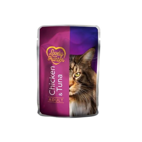 Lovely Hunter Premium Wet Cat Food for Cats with Poultry and Tuna – Delicious and Nutritious Meal for Adult Cats (24 x 85g) von Nature's Protection