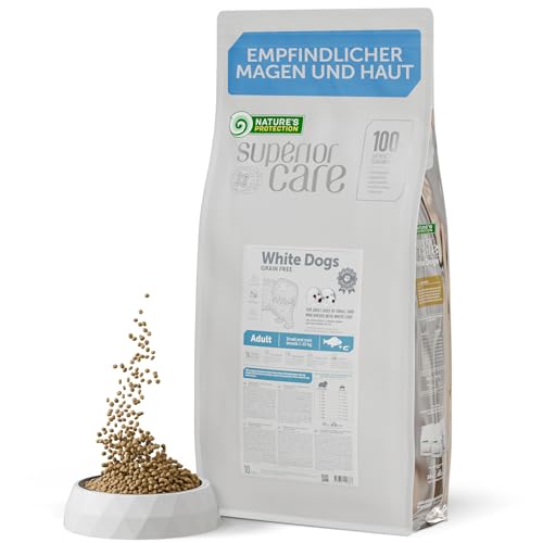 Nature's Protection Superior Care Getreidefreies Hundefutter Hypoallergenes für Ausgewachsene, Aller Kleine Und Mini, Tränenflecken Braune AB, Rassen für Weißfisch 10kg von Nature's Protection