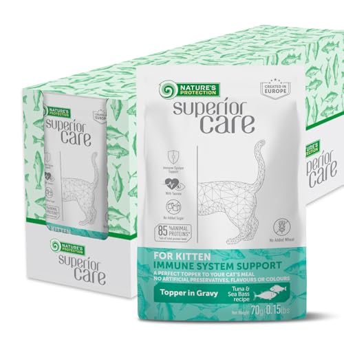 Nature's Protection Superior Care Kitten Nassfutter – Thunfisch & Seebarsch, Proteinreich in Soßenbeuteln, Unterstützt Empfindliche Kätzchen, Gesundes Wachstum & Immunsystem (24x70g) Nature's Protection Superior Care Kitten Nassfutter – Thunfisch & Seebarsch, Proteinreich in Soßenbeuteln, Unterstützt Empfindliche Kätzchen, Gesundes Wachstum & Immunsystem (24x70g) von Nature's Protection