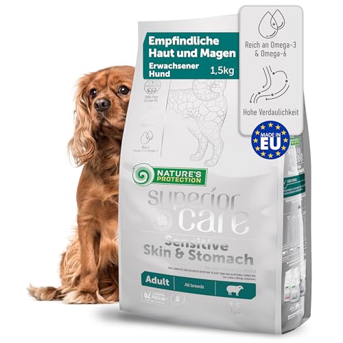 Nature's Protection Superior Care Trockenfutter für Hunde mit Empfindlich Haut und Magen - Hundefutter Trocken Getreidefrei für Alle Rassen mit Lamm, Erwachsene Hunde, 1.5kg von Nature's Protection