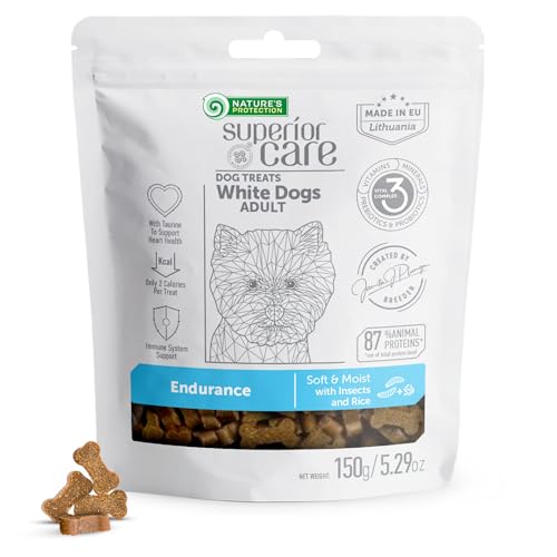 Nature's Protection Superior Care White Dogs Ausdauer Leckerlis mit Insekten & Reis für Erwachsene Hunde Aller Rassen 150g von Nature's Protection
