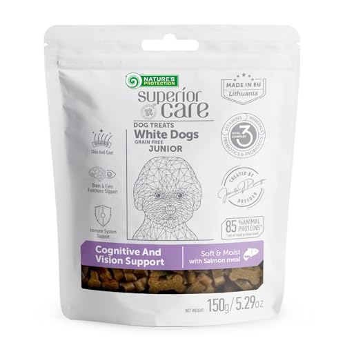 Nature's Protection Superior Care White Dogs Getreidefrei Empfindliche Pflege Leckerlis mit Lachs für Welpen Hunde Aller Rassen 150g Nature's Protection Superior Care White Dogs Getreidefrei Empfindliche Pflege Leckerlis mit Lachs für Welpen Hunde Aller Rassen 150g von Nature's Protection