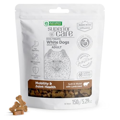 Nature's Protection Superior Care White Dogs Getreidefrei Gelenkgesundheit & Mobilität Leckerlis mit Lamm für Erwachsene Hunde Aller Rassen 150g von Nature's Protection