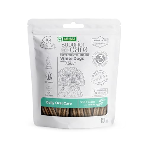 Nature's Protection Superior Care White Dogs Getreidefrei Zahnpflege Leckerlis mit Insekten für Erwachsene Hunde Aller Rassen 150g Nature's Protection Superior Care White Dogs Getreidefrei Zahnpflege Leckerlis mit Insekten für Erwachsene Hunde Aller Rassen 150g von Nature's Protection