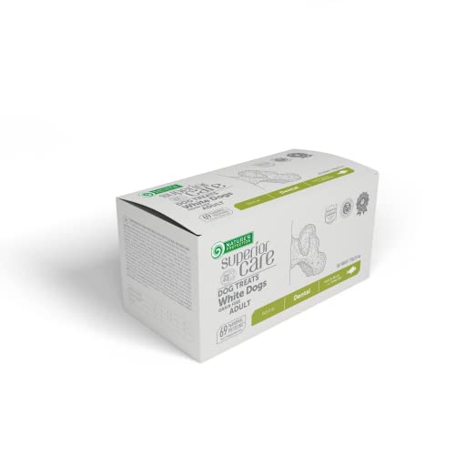 Nature's Protection Superior Care Zahnpflege Snacks ohne Getreide mit Weißfisch für Ausgewachsene Hunde mit Weißem und Hellem Fell I Tägliche Leckereien für Gesunde Zähne, Packung 5x150g von Nature's Protection