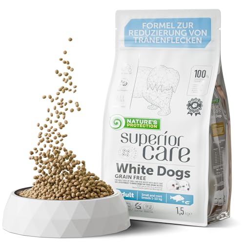 Nature's Protection Superior Care Trockenfutter für Hunde - Hypoallergenes Hundefutter Getreidefrei für Ausgewachsene, Aller Kleine Und Mini Rassen - Weißfisch, 1.5kg von Nature's Protection