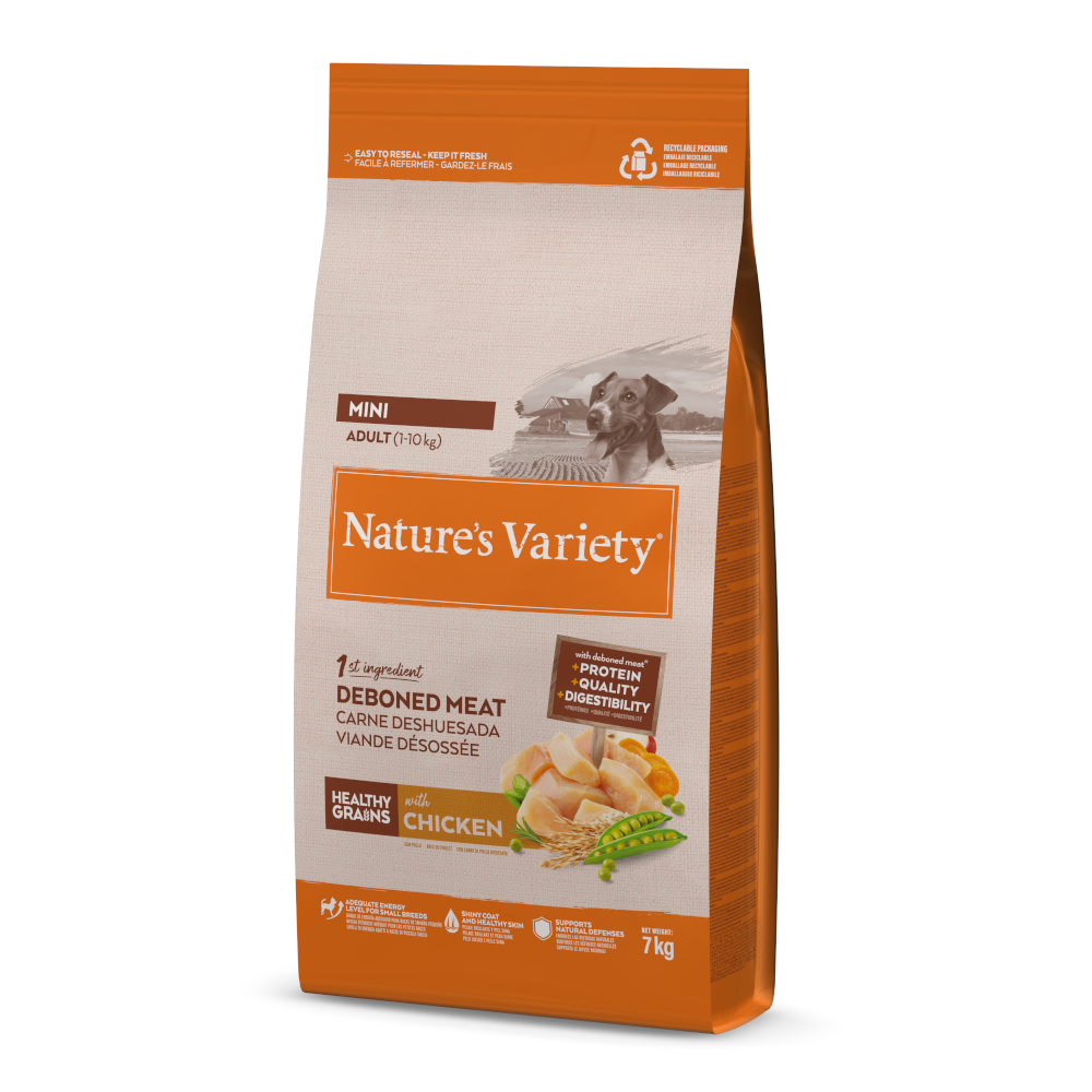 1 kg gratis! 7 kg / 10 kg Nature's Variety Mini - Healthy Grains Adult Huhn 7 kg 1 kg gratis! 7 kg / 10 kg Nature's Variety Mini - Healthy Grains Adult Huhn 7 kg von Nature’s Variety
