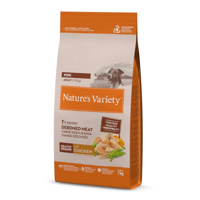 1 kg gratis! 7 kg / 10 kg Nature's Variety Mini - Healthy Grains Adult Huhn 7 kg 1 kg gratis! 7 kg / 10 kg Nature's Variety Mini - Healthy Grains Adult Huhn 7 kg von Nature’s Variety