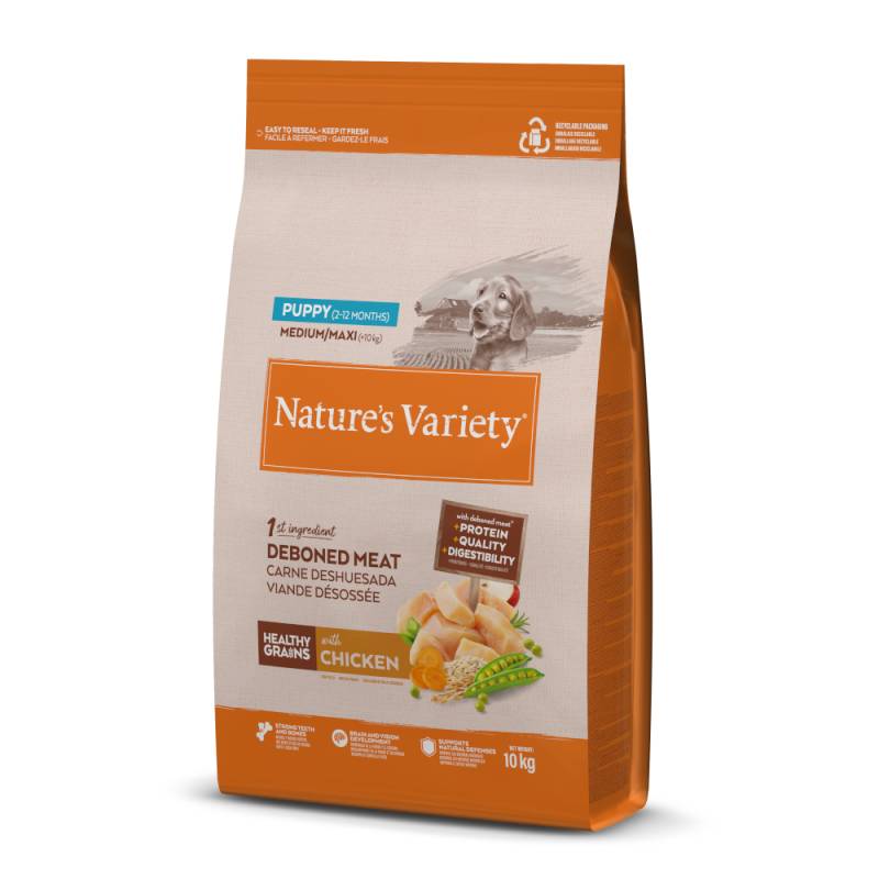 1 kg gratis! 7 kg / 10 kg Nature's Variety Mini - Healthy Grains Puppy Medium/Maxi Huhn 10 kg von Nature’s Variety