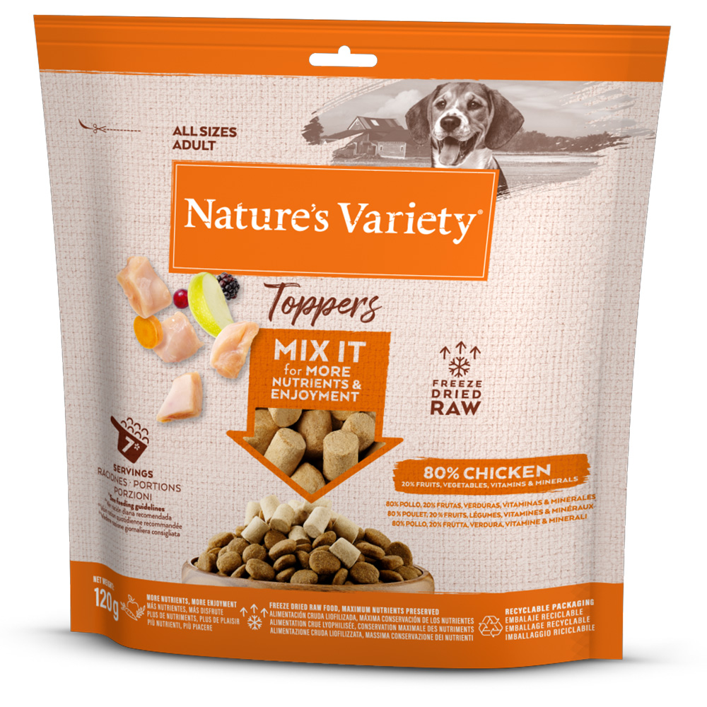 2 + 1 gratis! 3 x Nature's Variety Snacks - 3 x 120 g Gefriergetrocknete Topper Huhn von Nature’s Variety