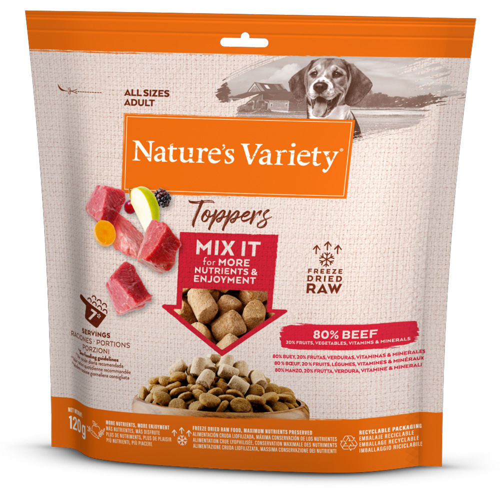 2 + 1 gratis! 3 x Nature's Variety Snacks - 3 x 120 g Gefriergetrocknete Topper Rind von Nature’s Variety
