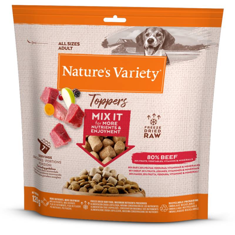 2 + 1 gratis! 3 x Nature's Variety Snacks - 3 x 120 g Gefriergetrocknete Topper Rind von Nature’s Variety