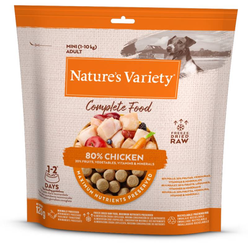 2 + 1 gratis! 3 x Nature's Variety Snacks - 3 x 120 g Gefriergetrocknetes Alleinfutter Mini Huhn von Nature’s Variety