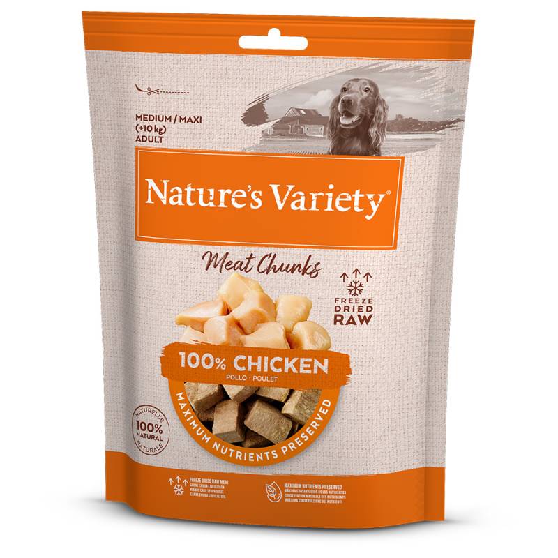 2 + 1 gratis! 3 x Nature's Variety Snacks - 3 x 50 g Gefriergetrocknete Chunks Huhn von Nature’s Variety