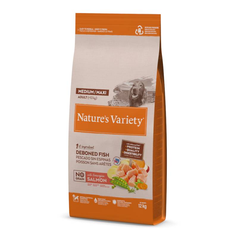 2 kg gratis! 7 kg / 10 kg / 12 kg Nature's Variety - 12 kg No Grain Adult Medium/Maxi Lachs 2 kg gratis! 7 kg / 10 kg / 12 kg Nature's Variety - 12 kg No Grain Adult Medium/Maxi Lachs von Nature’s Variety