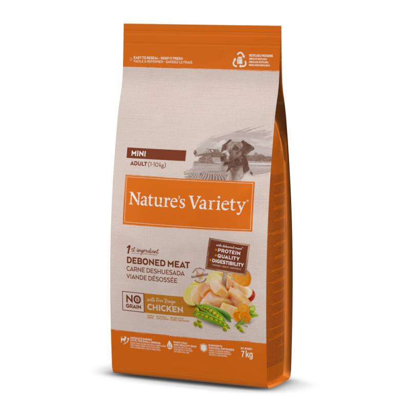 2 kg gratis! 7 kg / 10 kg / 12 kg Nature's Variety - 7 kg No Grain Adult Mini Freilandhuhn 2 kg gratis! 7 kg / 10 kg / 12 kg Nature's Variety - 7 kg No Grain Adult Mini Freilandhuhn von Nature’s Variety