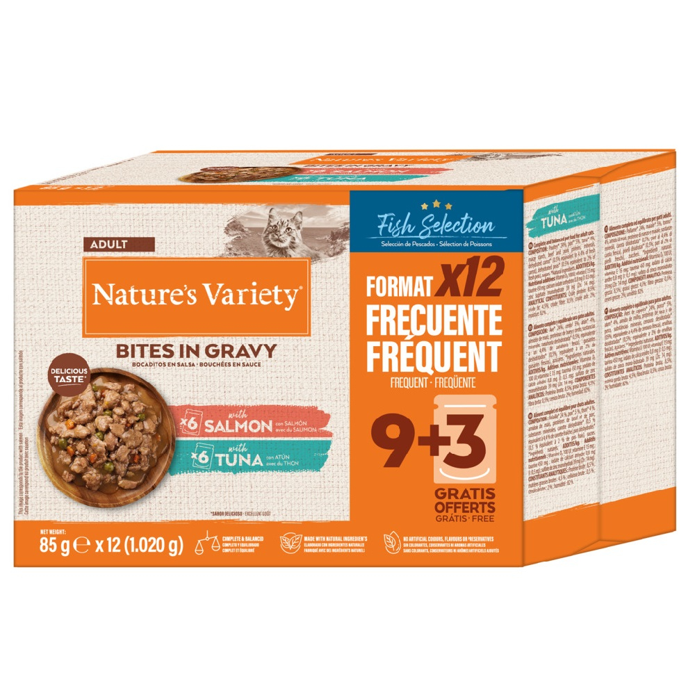 2 x Nature's Variety Bites in Soße zum Sonderpreis! -  Fisch-Auswahl 2 Sorten (2 x 48 x 85 g) von Nature’s Variety