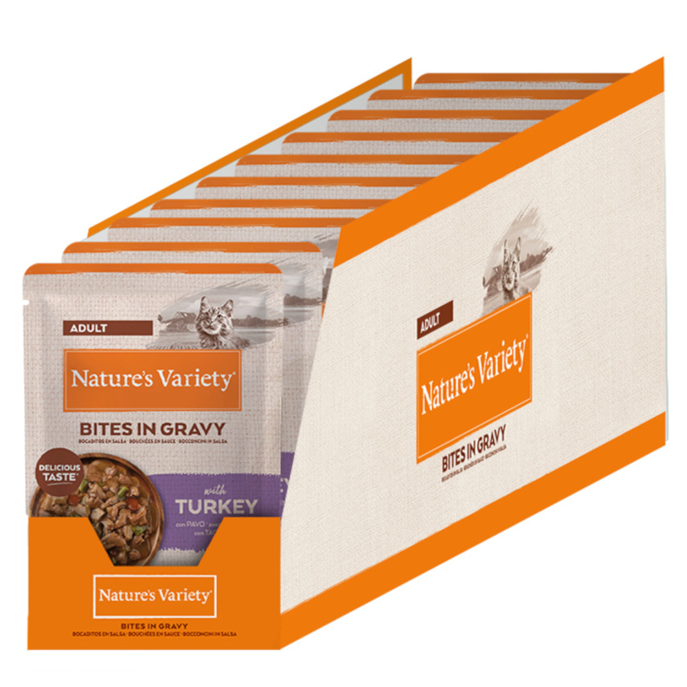 2 x Nature's Variety zum Sonderpreis! - Bites in Soße Adult mit Truthahn (2 x 22 x 85 g) von Nature’s Variety