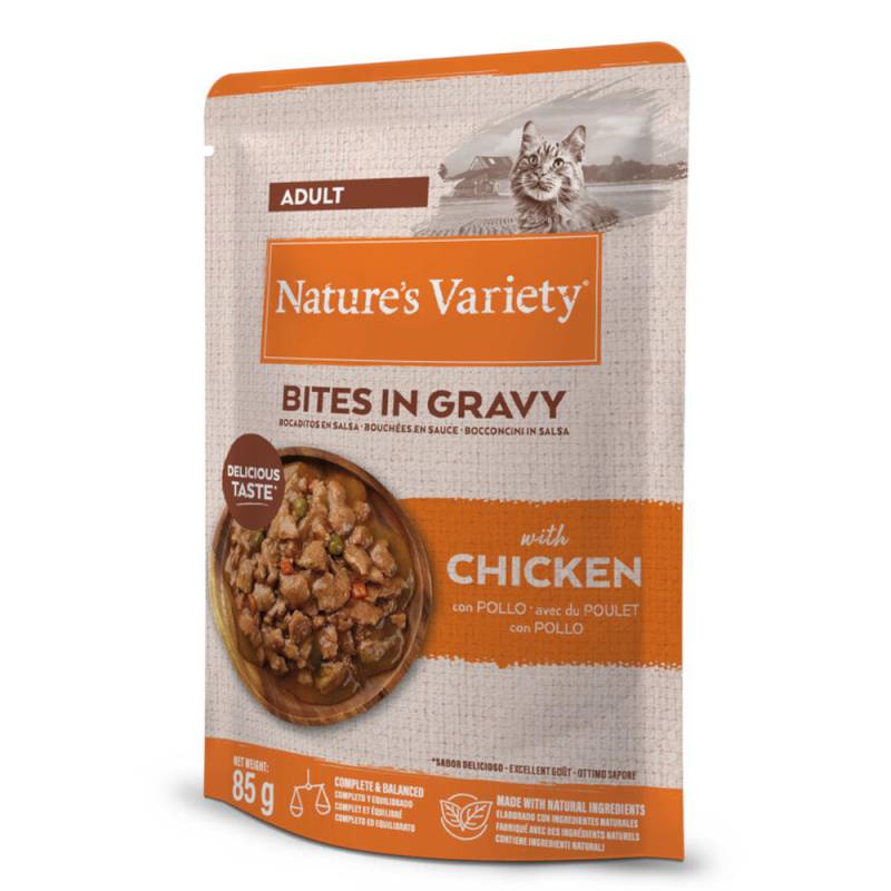36 + 8 gratis! 44 x 85 g Nature's Variety Bites in Soße Adult - mit Huhn von Nature’s Variety