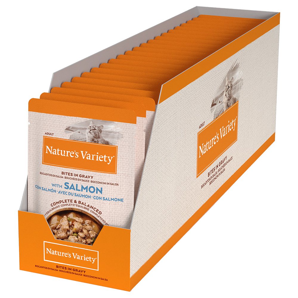36 + 8 gratis! 44 x 85 g Nature's Variety Bites in Soße - mit Lachs 36 + 8 gratis! 44 x 85 g Nature's Variety Bites in Soße - mit Lachs von Nature’s Variety