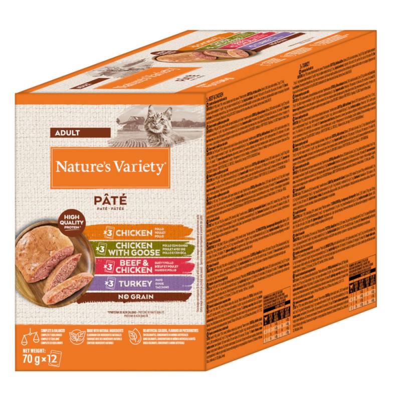 38 + 10 gratis! 48 x 70 g / 85 g Nature's Variety Adult - 48 x 70 g Paté No Grain: Mix, 4 Sorten von Nature’s Variety